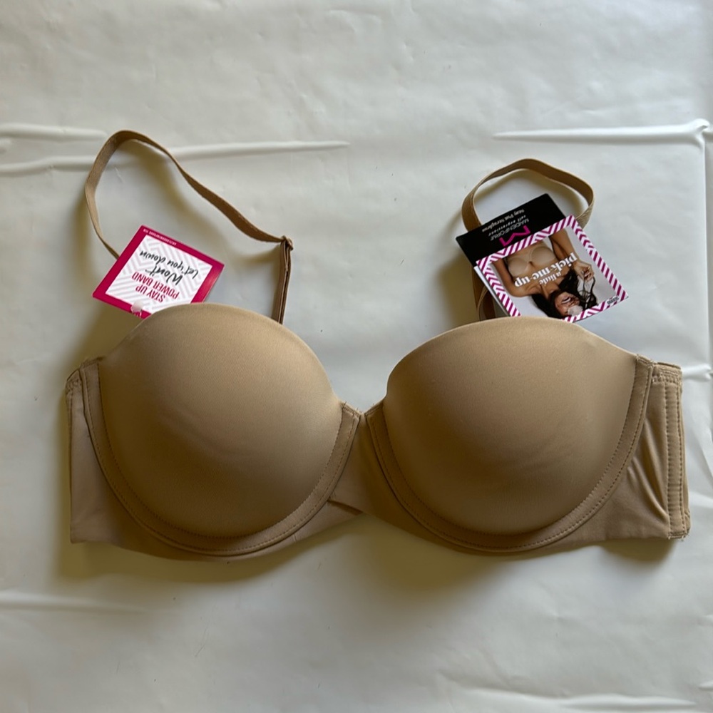 Maidenform stay put strapless padded underwire bra 36B NWT beige